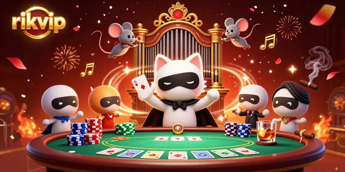 Join the thrilling action with rikvip at a vibrant casino scene featuring iconic game elements.