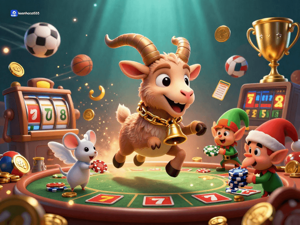 Experience the thrill of keonhacai555 as a goat runs a spooky casino with lively gambling elements.