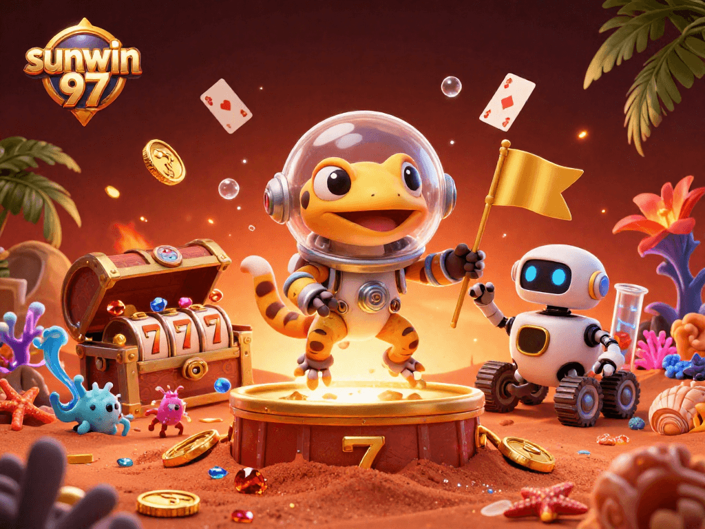 Experience vibrant gameplay with sunwin 97 in a dynamic casino scene filled with treasures and excitement.