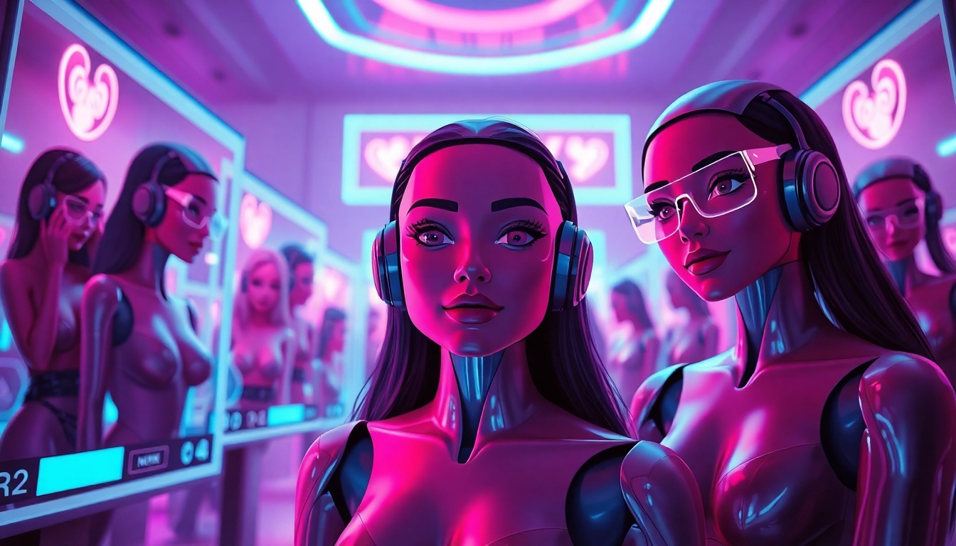 Engaging NSFW chat scene showcasing AI characters in a virtual environment.