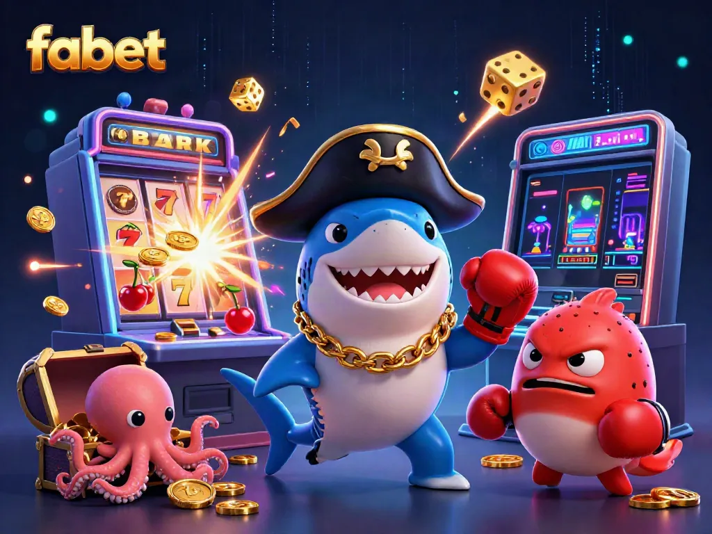 Experience excitement with fabet's colorful casino scene featuring a shark, pufferfish, and an octopus!