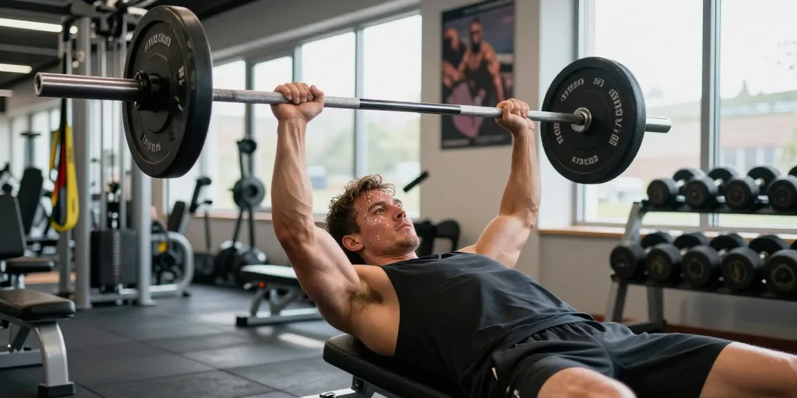 Anabolika Shop Deutschland Nutzer hebt Gewichte in einem Fitnessstudio und zeigt Krafttraining mit Fokus auf Körpertransformation.