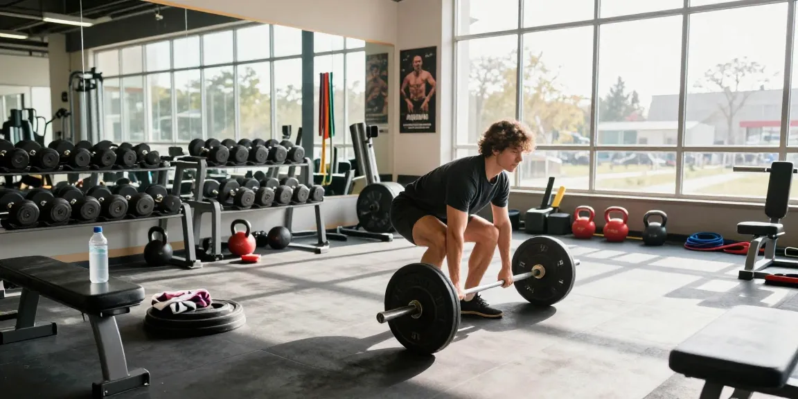 Anabolika Shop showcasing an athletic individual deadlifting in a bright fitness studio, demonstrating dedication to bodybuilding.