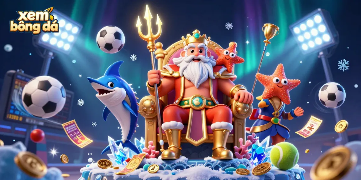 Experience xem bóng đá online with dynamic sports scenes and vibrant 3D illustrations.