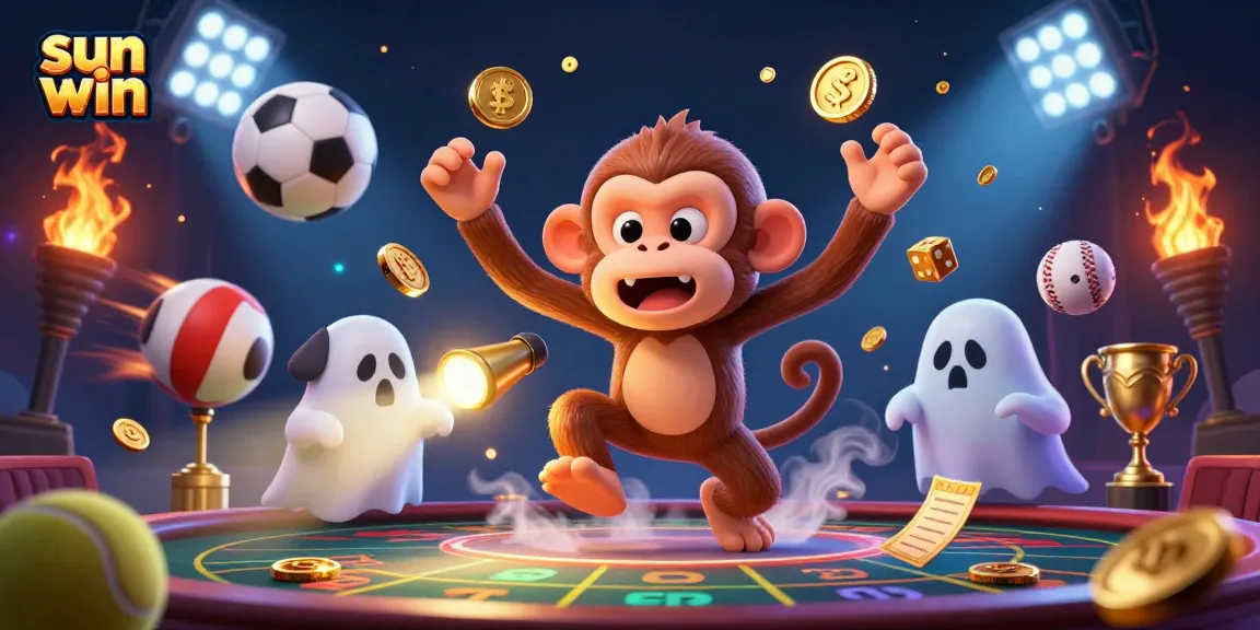 Experience the thrilling action of sun win in a vibrant haunted casino scene.