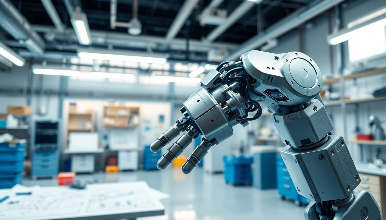 Botland präsentiert einen präzisen Roboterarm in modernem Labor mit klaren Details.