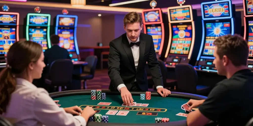 Exciting FC88 online casino environment with players and dealers interacting