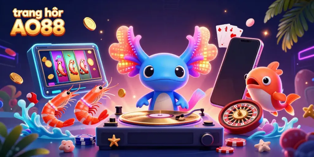 Experience the vibrant energy of trang chủ AO88 with lively casino elements and characters.