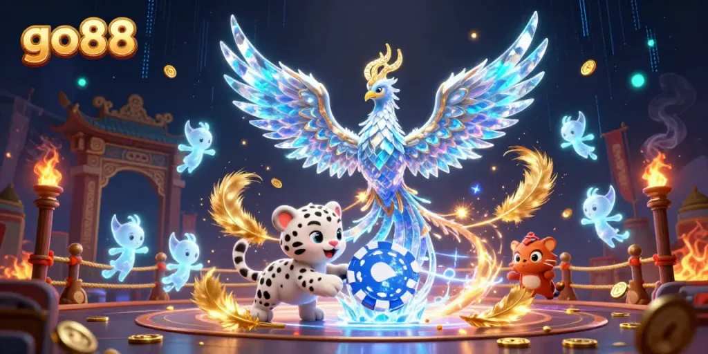 Experience thrilling action at go88 with vibrant gaming elements and enchanting characters in a stunning 3D illustration.