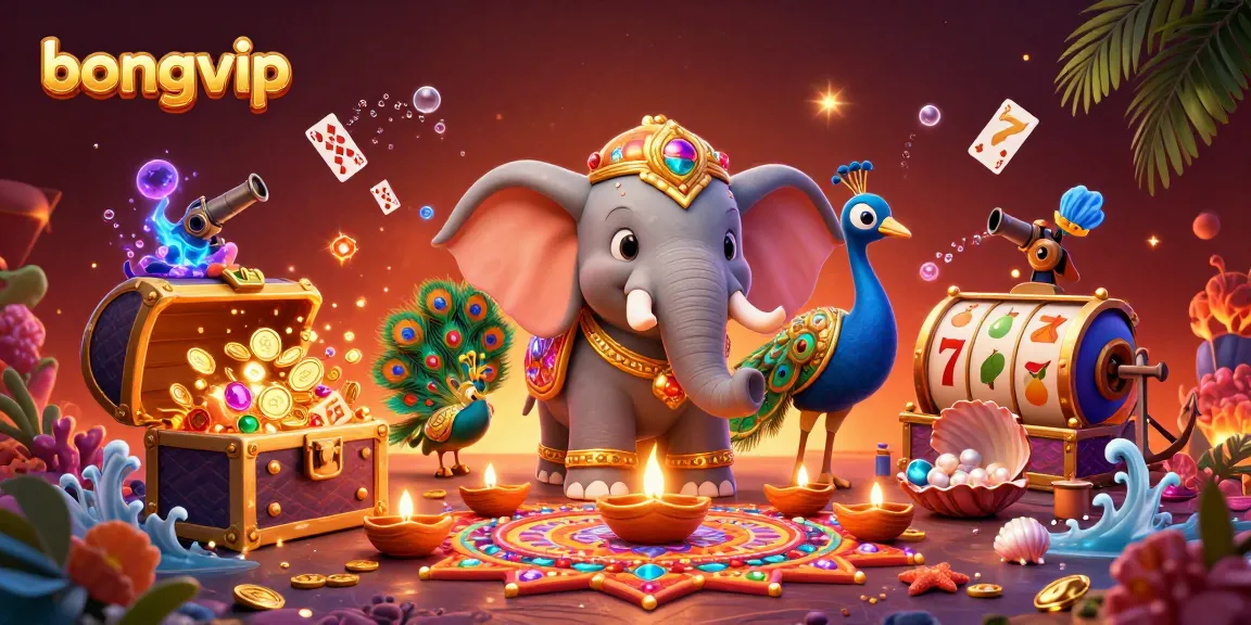Experience the thrill of bongvip with vibrant colors and dynamic game elements in this 3D casino scene.