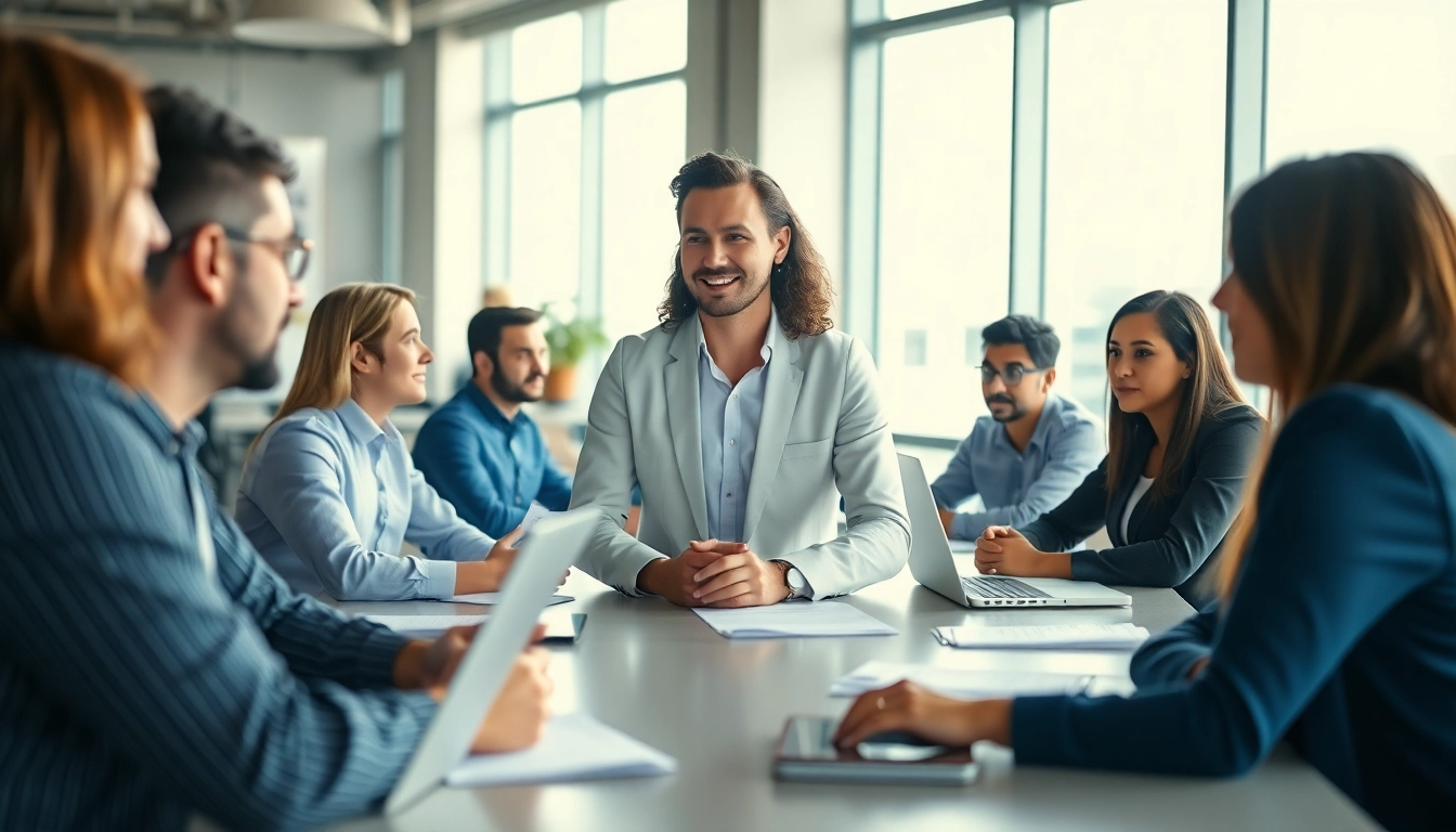 Headhunter Ingenieure connect with candidates in a modern office setting.