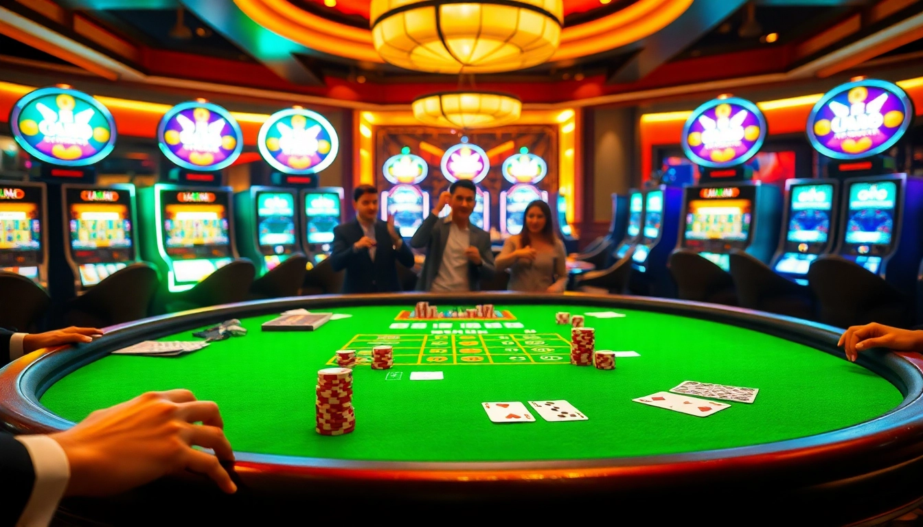 Exciting action at Nhà cái U888's casino gaming table with vibrant ambiance and luxury.