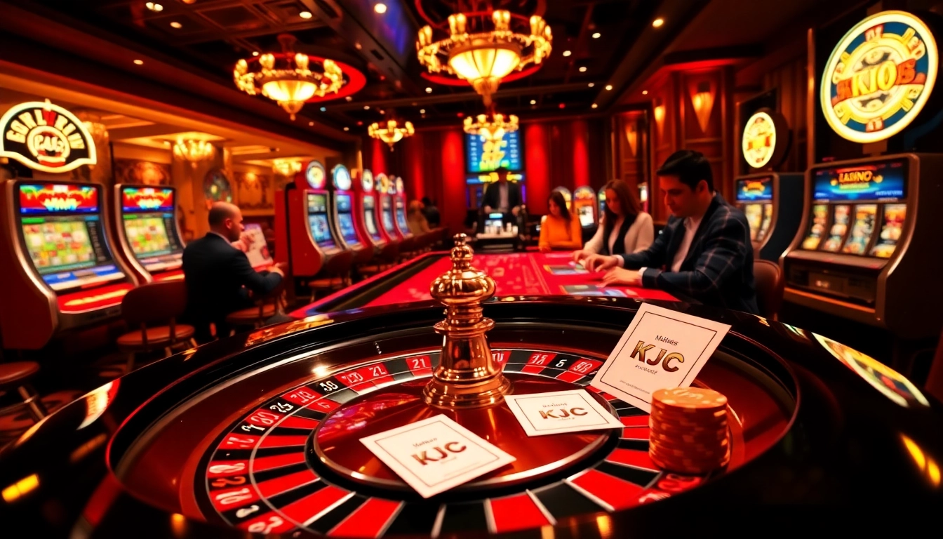 KJC-themed betting slips on an exciting casino table showcasing luxury gambling elements.