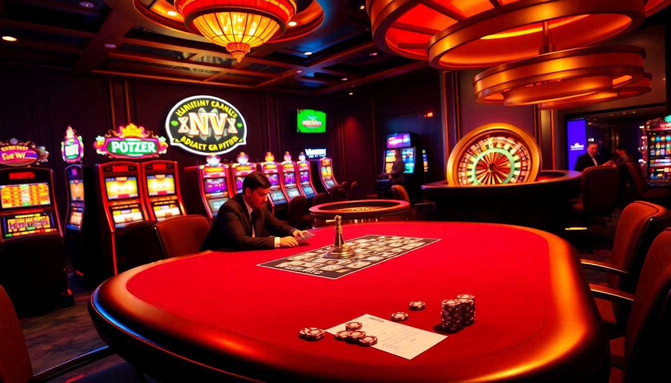 Erleben Sie das aufregende NV Casino-Erlebnis mit lebhaften Spieltischen und spannenden Spielautomaten.
