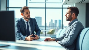 Headhunter Ingenieure meets with an engineer in a modern office setting