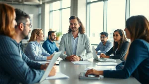 Headhunter Ingenieure connect with candidates in a modern office setting.