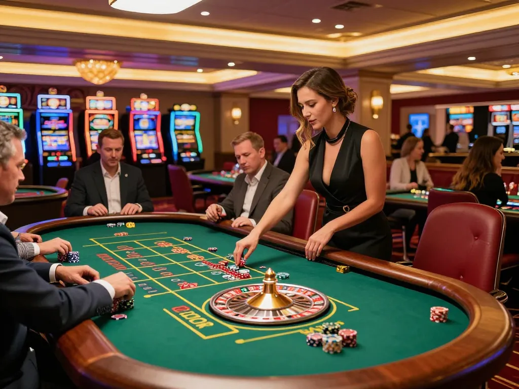 Engaging players at 789 win roulette table celebrating friendly competition in luxurious casino.