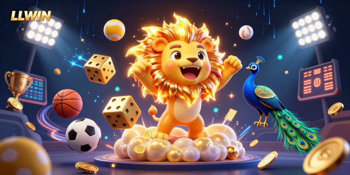 Experience thrilling gameplay at LLWIN with vibrant casino elements and a captivating lion mascot.