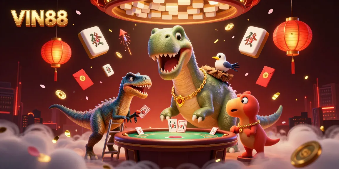 Experience excitement at VIN88's casino with dynamic 3D characters and vibrant game elements.