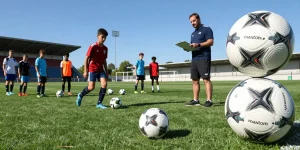 Hochwertige Fußbälle im Fußball Shop Deutschland, junge Spieler beim Training zeigen Ballkontrolle und Präzision.