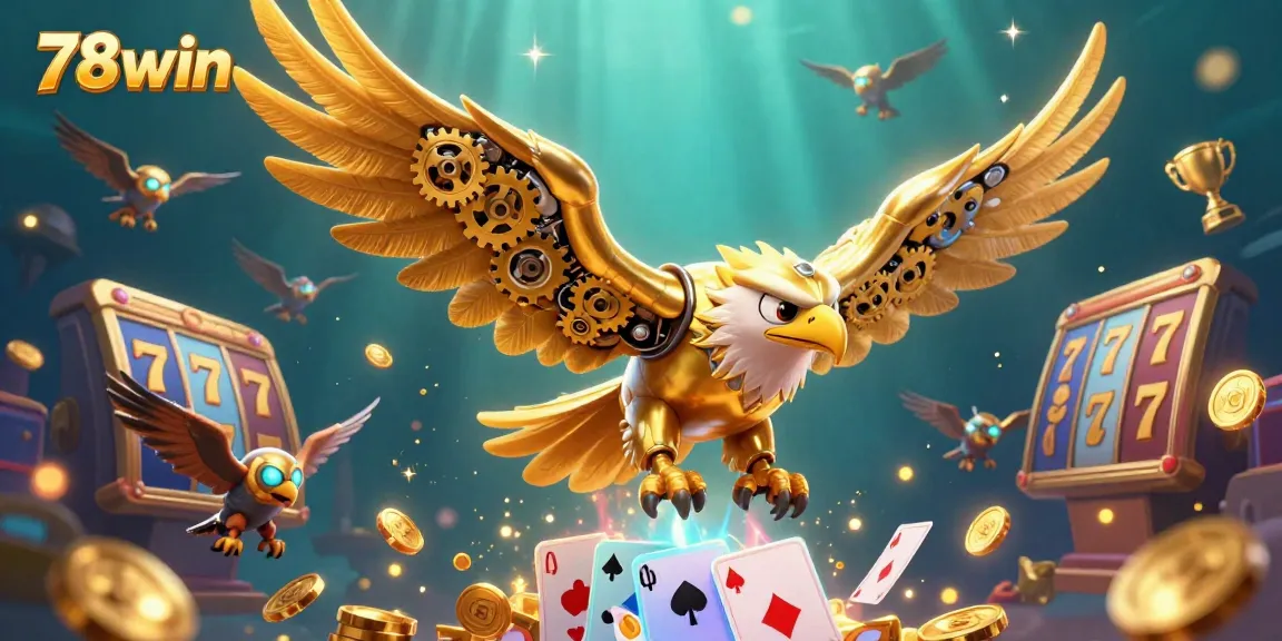 Experience the thrill of 78win with an ultra-detailed 3D illustration showcasing vibrant slot game elements.