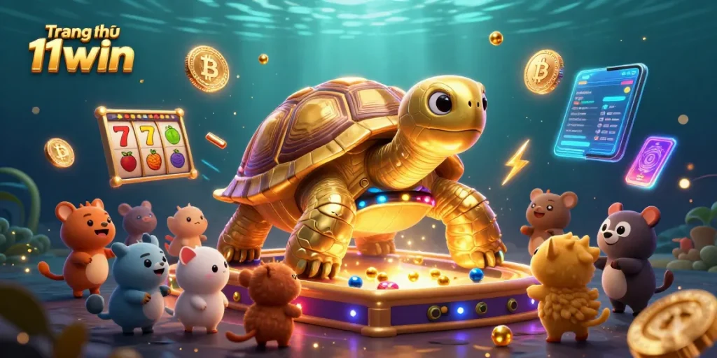 Play exciting games at Trang chủ 11win with a golden tortoise pinball masterpiece and vibrant crypto elements.